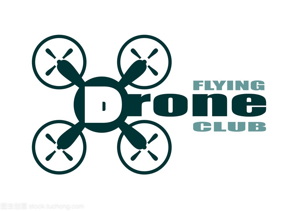 無人駕駛直升機圖標。無人機飛行俱樂部文本